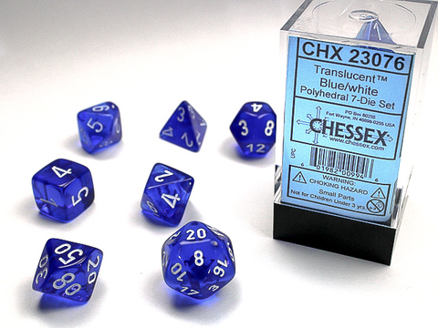 blue W/WHITE TRANSLUCENT 7-die-sets