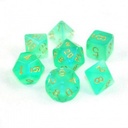 Borealis Polyhedral LightGreen/gold Luminary 7-Die