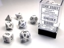 WHITE W/BLACK OPAQUE POLYHEDRAL 7-DIE SETS