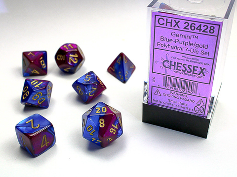 Gemini Polyhedral Blue-Purple/gold 7-Die Set
