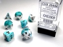WHITE-TEAL W/BLACK GEMINIT POLYHEDRAL 7-DIE