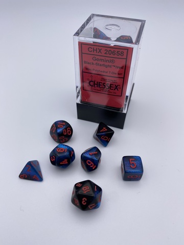 Gemini Mini-hedral Black-Starlight/red 7-Die Set