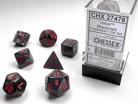 Velvet Polyhedral Black/red 7-Die Set