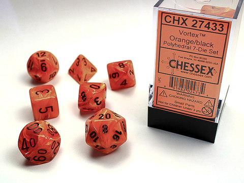 Vortex Polyhedral Orange/black 7-Die Set