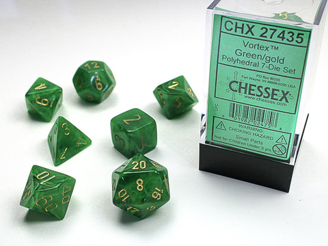 Vortex Polyhedral Green/gold 7-Die Set