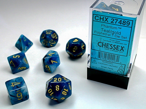 Phantom Polyhedral Teal/gold 7-Die Set