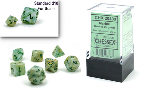 Marble Mini-hedral Green/dark green 7-Die Set