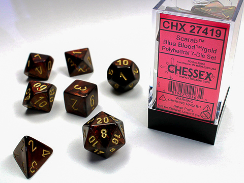 Scarab Polyhedral Blue Blood/gold 7-Die Set