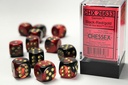 Gemini Black-Red/gold 16mm D6 12 Dice