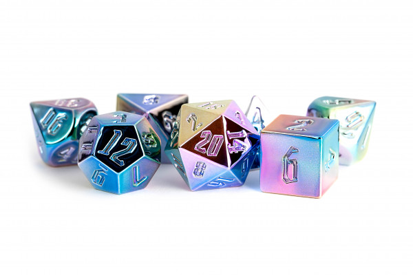 16mm Aluminum Plated Acrylic Poly Dice Set Rainbow