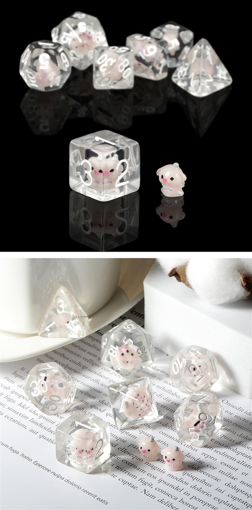 Resin Dice Set (7) Pig 