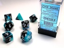 BLACK-SHELL W/WHITE GEMINI POLYHEDRAL 7-DIE S