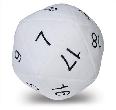 UP - DICE - JUMBO D20 PLUSH white wit black letter