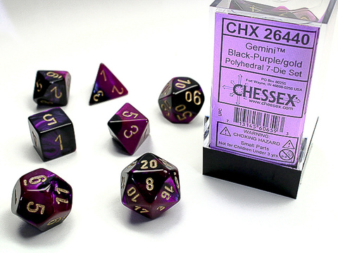 Gemini Polyhedral Black-Purple/gold 7-Die Set