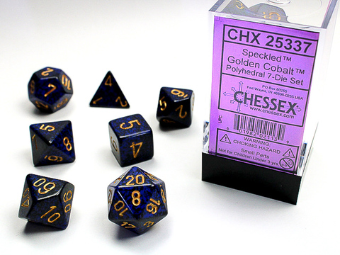 Speckled Polyhedral Golden Cobalt 7-Die Set