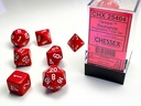 RED W/WHITE OPAQUE POLYHEDRAL 7-DIE SETS