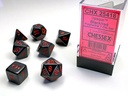 BLACK W/RED OPAQUE POLYHEDRAL 7-DIE SETS