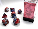 BLUE-RED W/GOLD GEMINI POLYHEDRAL 7-DIE SETS
