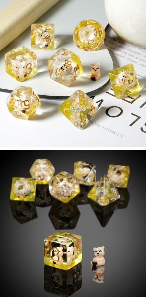 Resin Dice Set (7) Honey Bear