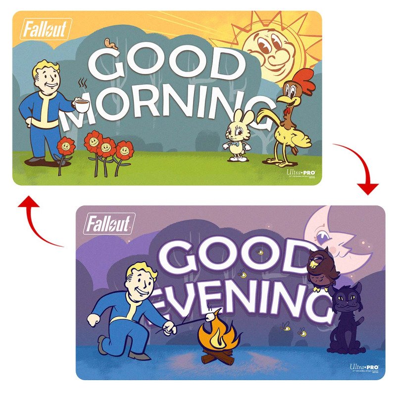 UP - Fallout: Double Sided Playmat: Vault Boy - Good Morning/Good Evening