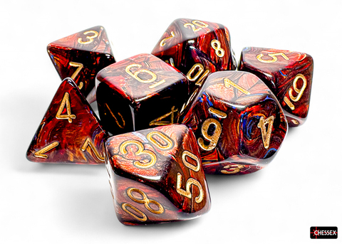 Scarab® Blue Blood™/gold Mega-Hedral® 7-Die Set