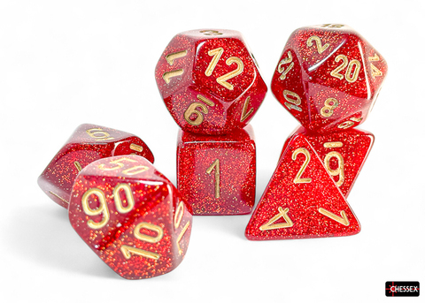 Glitter Ruby/gold Mega-Hedral® 7-Die Set