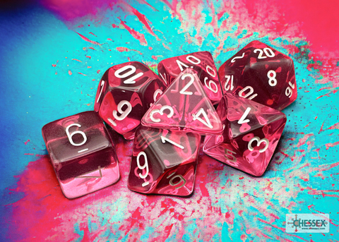 Translucent Polyhedral Pink/white 7-Die Set