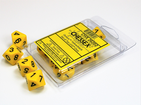 Chessex Opaque Polyhedral Ten d10 Set - Yellow/bla