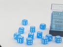 Frosted 12mm d6 Caribbean Blue/white Dice Block (36 dice)