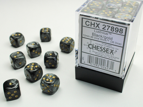 Velvet 12mm d6 Black/red Dice Block (36 dice)