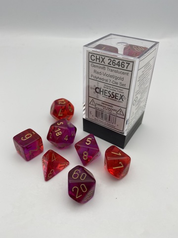 [2110000100094] Gemini Polyhedral Transl.Red-Violet/gold 7-Die Set