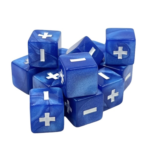 [2110000146627] Würfelset: Fate/Fudge Glimmer Blue (12)