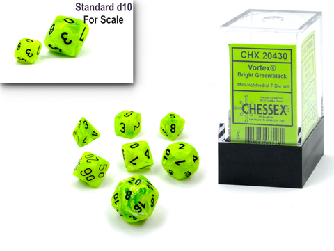 [2110000148751] Vortex Mini-Polyhedral Bright Green/black 7-Die
