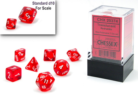 [2110000148737] Translucent Mini-hedral Red/white 7-Die Set