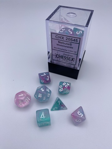 [2110000149253] Nebula Mini-hedral Wisteria/white 7-Die set