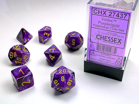 [2110000027834] Vortex Polyhedral Purple/gold 7-Die Set