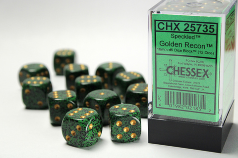 [2110000150181] Speckled 16mm d6 Golden Recon Dice Block (12 dice)