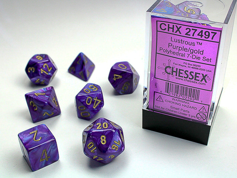[2110000027964] Lustrous Polyhedral Purple/gold 7-Die Set