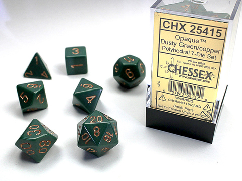 [2110000028053] DUSTY GREEN W/GOLD OPAQUEPOLYHEDRAL 7-DIE SETS