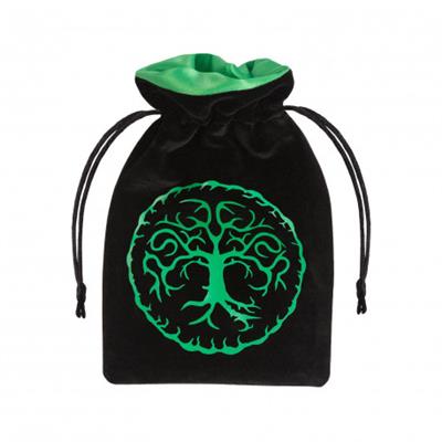 [2110000153144] FOREST BLACK & GREEN VELOUR DICE BAG