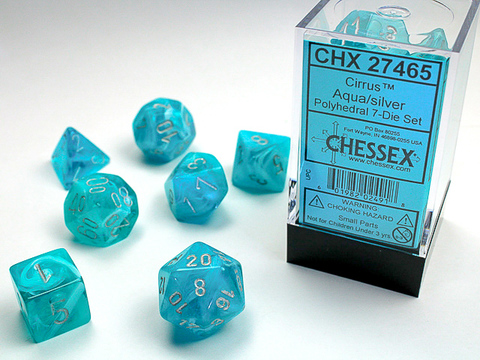 [2110000034344] Cirrus Polyhedral Aqua/silver 7-Die Set
