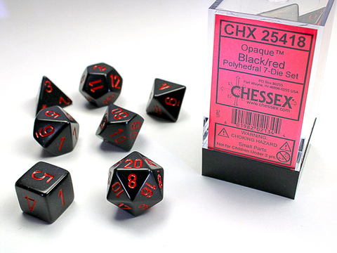 [2110000034832] Opaque Polyhedral Black/red 7-Die Set