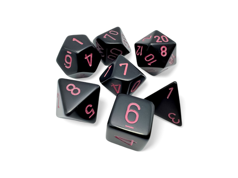 [2110000180287] Opaque Polyhedral Black/pink 7-Die Set