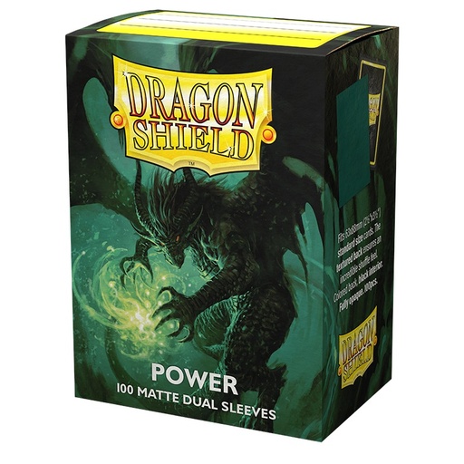 [2110000181680] Dragon Shield Dual Matte Sleeves - Metallic Green / Power (100 Sleeves)