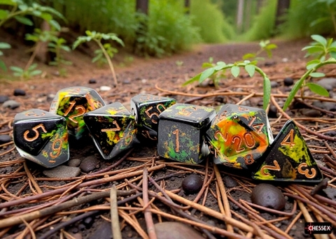 [P0043201] Brush™ Polyhedral Deep Forest™/gold 7-Die Set