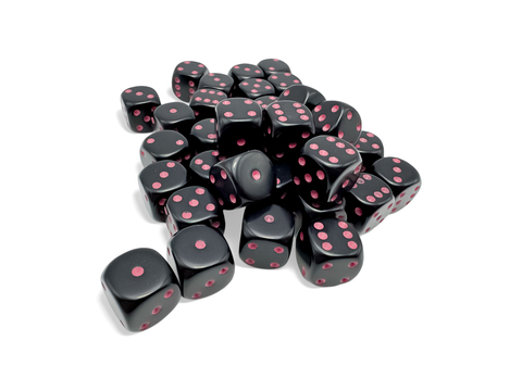 [P0043595] Opaque 12mm d6 Black/pink Dice Block™ (36 dice)