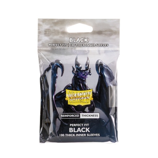 [2110000192518] Dragon Shield - Standard Perfect Fit Thick Inner Sleeves: Black (100 Sleeves)