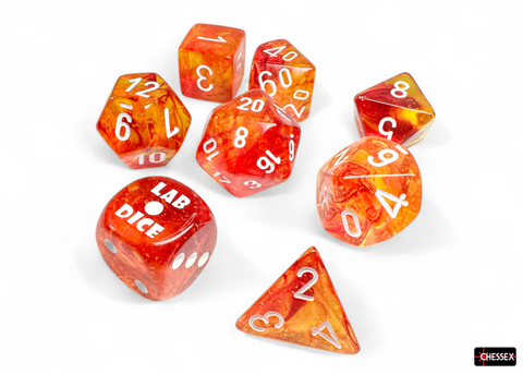 [2110000192921] Nebula Polyhedral Molten/white Luminary 7-Die Set (with bonus die)
