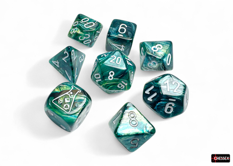 [2110000192914] Lustrous Polyhedral Neptune / White Luminary 7-Die